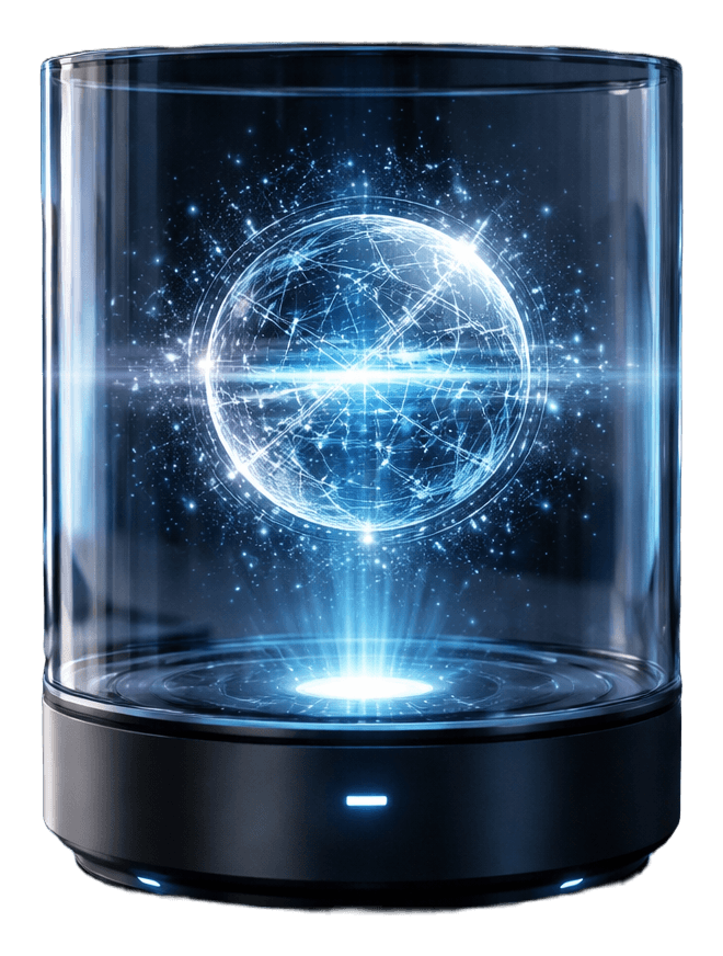 ANIMA volumetric device displaying a holographic healthcare model
